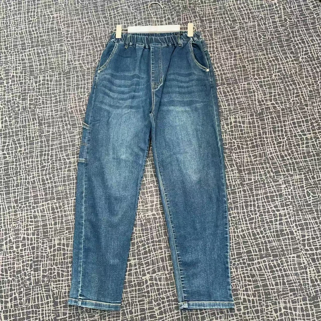 604号  水洗松紧腰牛仔裤百搭休闲女长裤