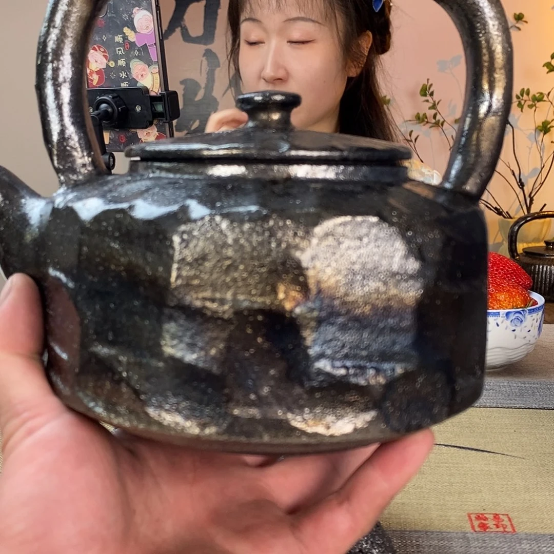 窑*荥经黑砂馒头窑手抓壶微瑕福利款