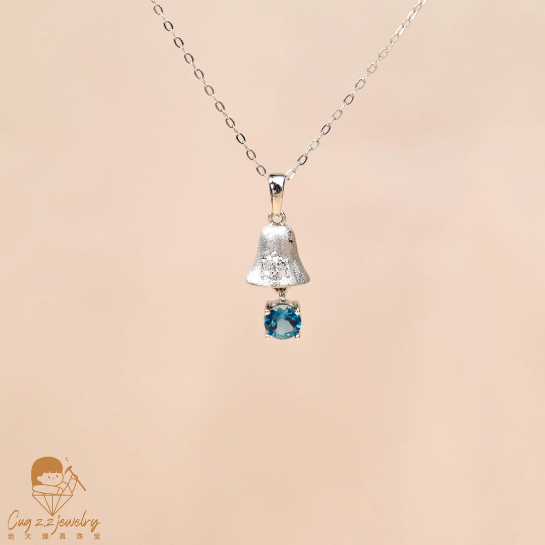 蓝风铃*托帕石宝石吊坠铃兰吊坠设计款温柔项链礼物925银