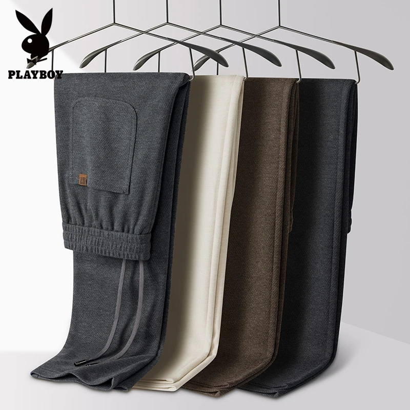 花花公子秋冬绵羊毛保暖休闲裤男士2025新款宽松毛呢长裤百搭裤子