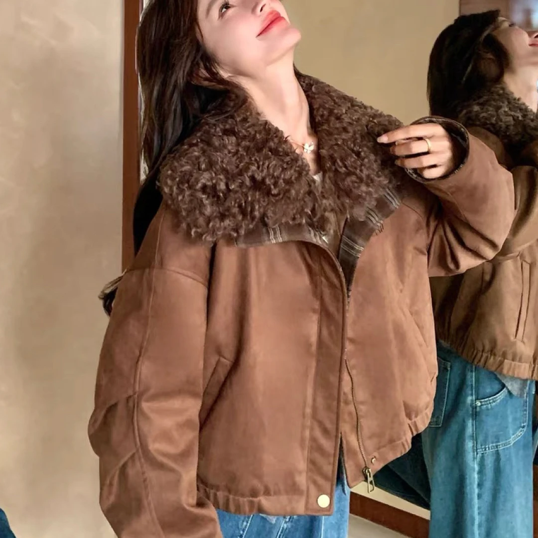 25007 美拉德时髦设计感大翻领防寒服外套