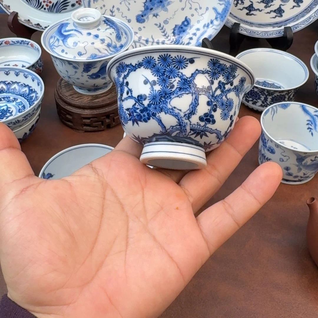摆件陶松竹梅大压手