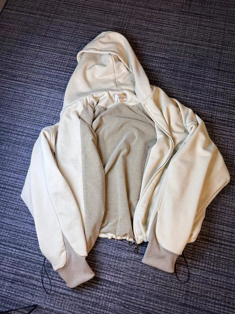 『THOG25』迎春 新生双层重磅澳兰羊绒内里拼色罗纹连帽拉链卫衣