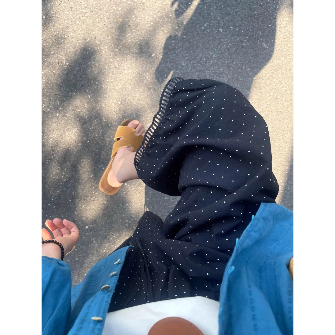 花边脚口镂空波点遛弯裤女2025夏季新款宽松阔腿九分灯笼阔腿裤子