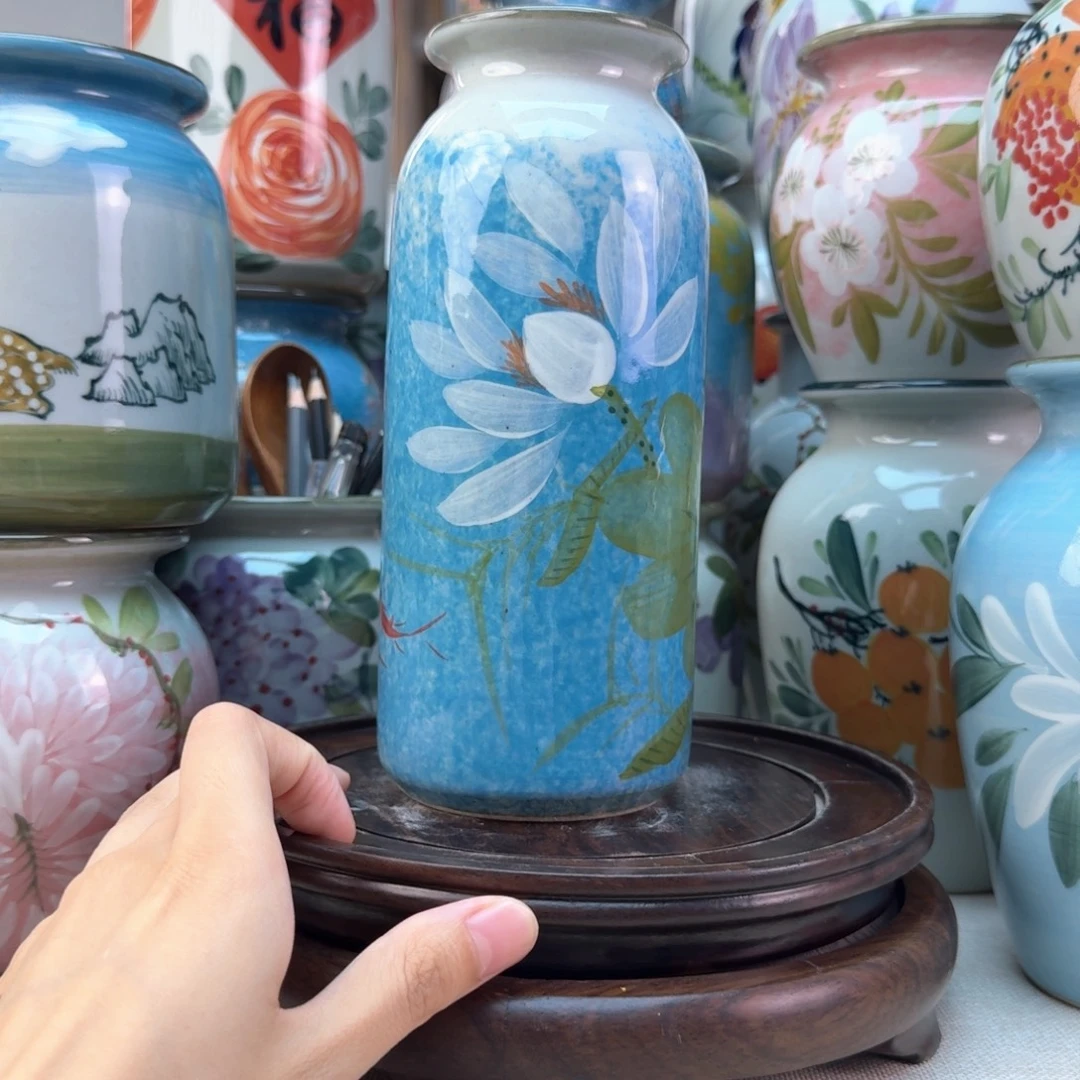 景德镇纯手绘陶瓷花瓶无孔