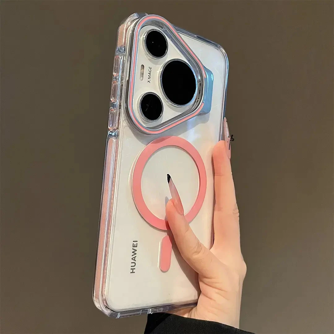 简约高档磁吸高透适用华为pura70pro 手机壳镜框支架mate60pro