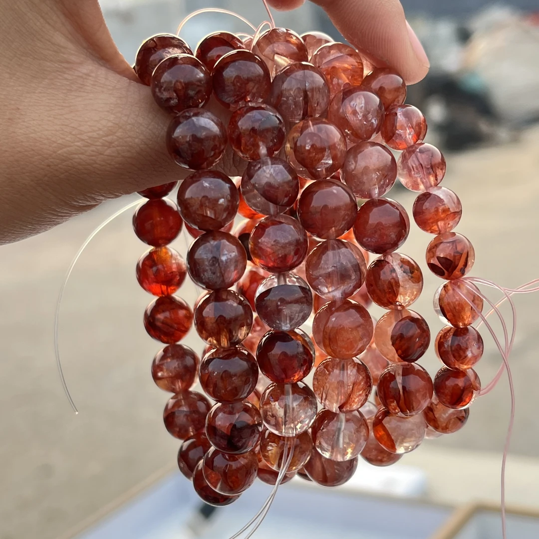 【梵东甄选】C013-天然高品牛血红胶花水晶手串手链-多样性发其一