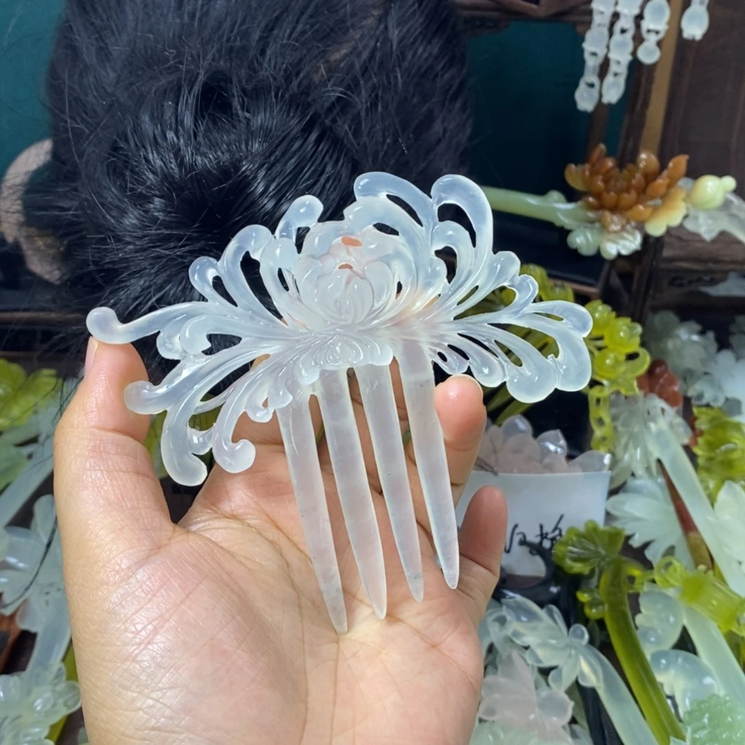 蛇纹石玉未镶嵌发饰