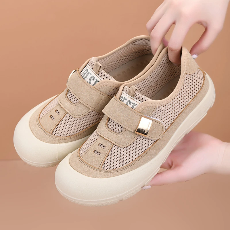 2025新款夏季网鞋女软底透气女士休闲网面鞋平底舒适妈妈鞋网眼鞋