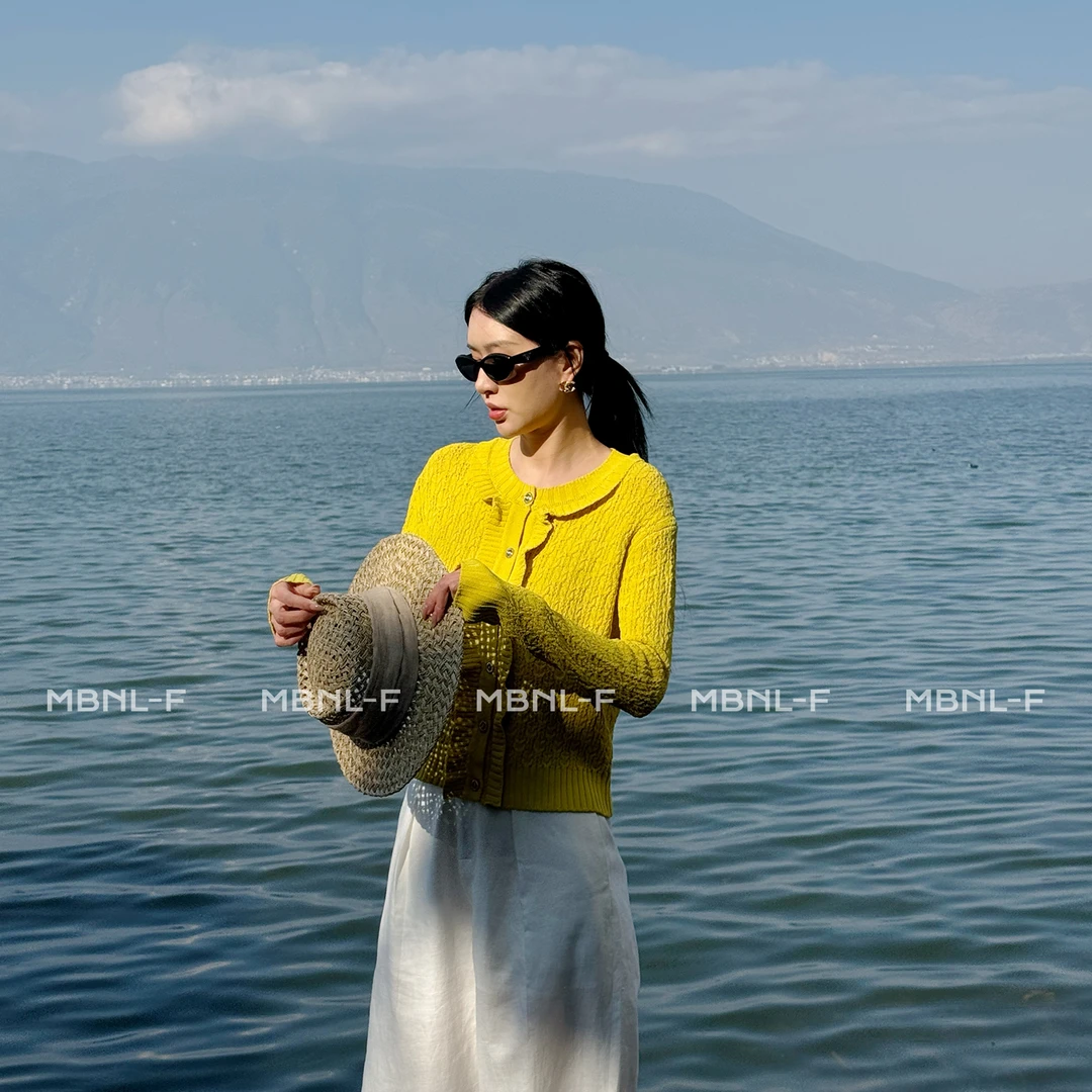 MBNL-F “小香黄”  极简高密质感木耳边毛衣 秦磊XM-XMY042
