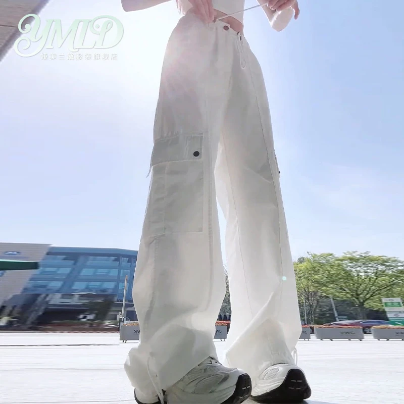 美式时尚洋气高腰工装裤2025夏新款复古速干直筒口袋酷飒休闲裤子