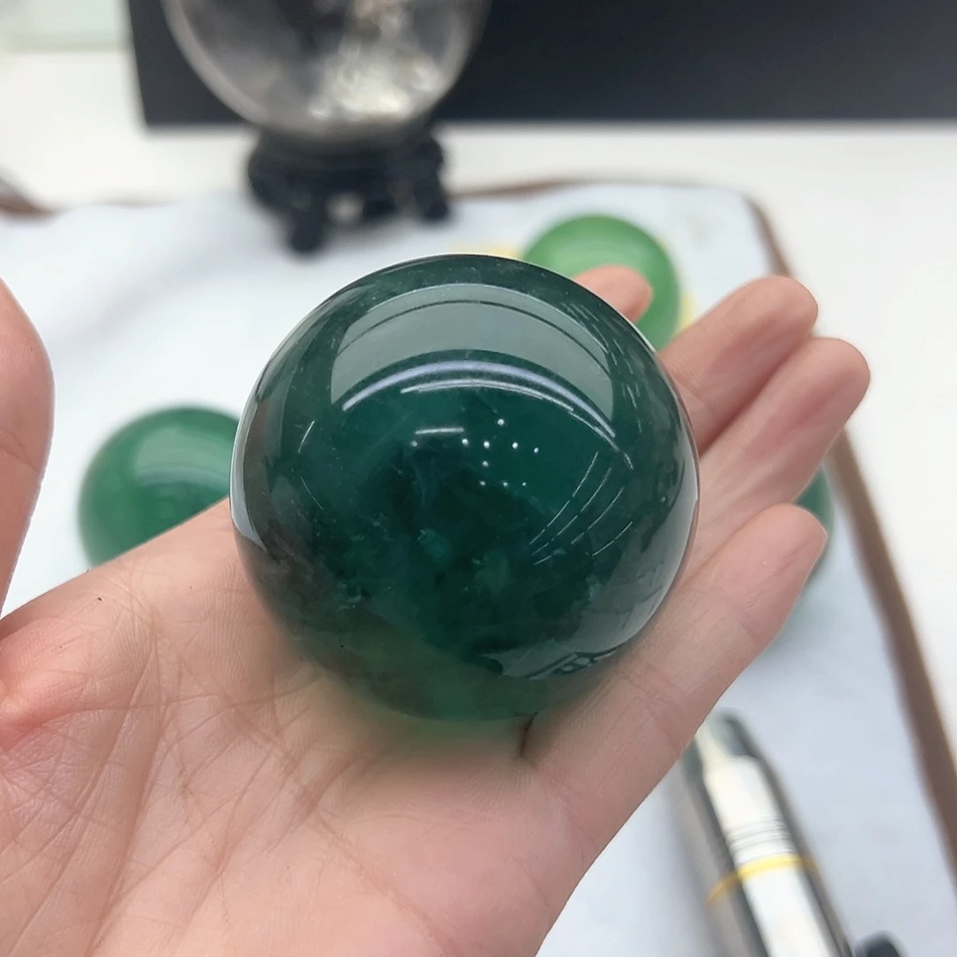 萤石摆件球未镶嵌讲***莲