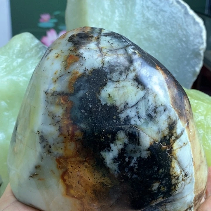 蛇纹石玉珠宝岫玉原石未镶嵌