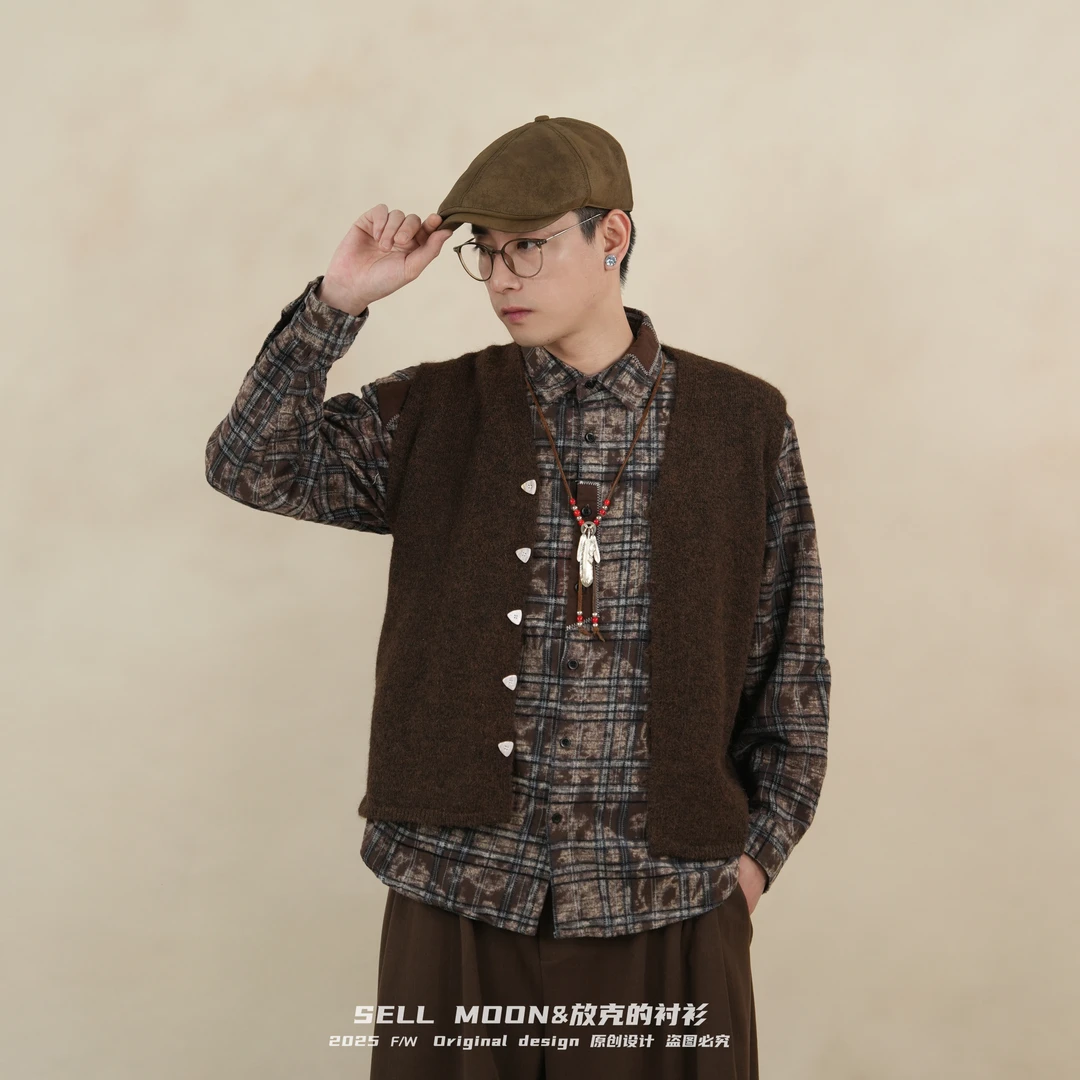 SELLMOON秋冬美式复古短版针织休闲开衫背心马甲外套毛衣