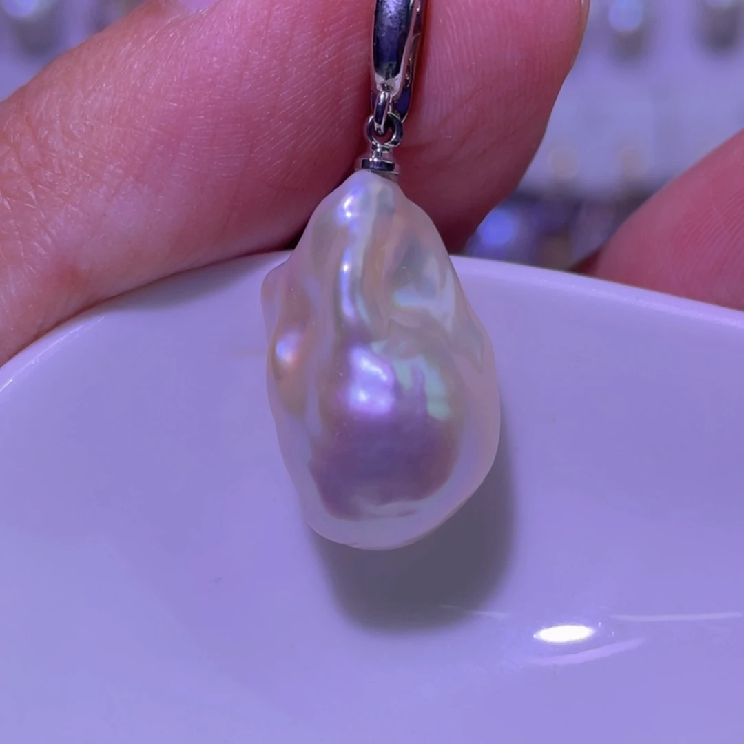 天然淡水珍珠吊坠淡水珍珠银S925镶嵌