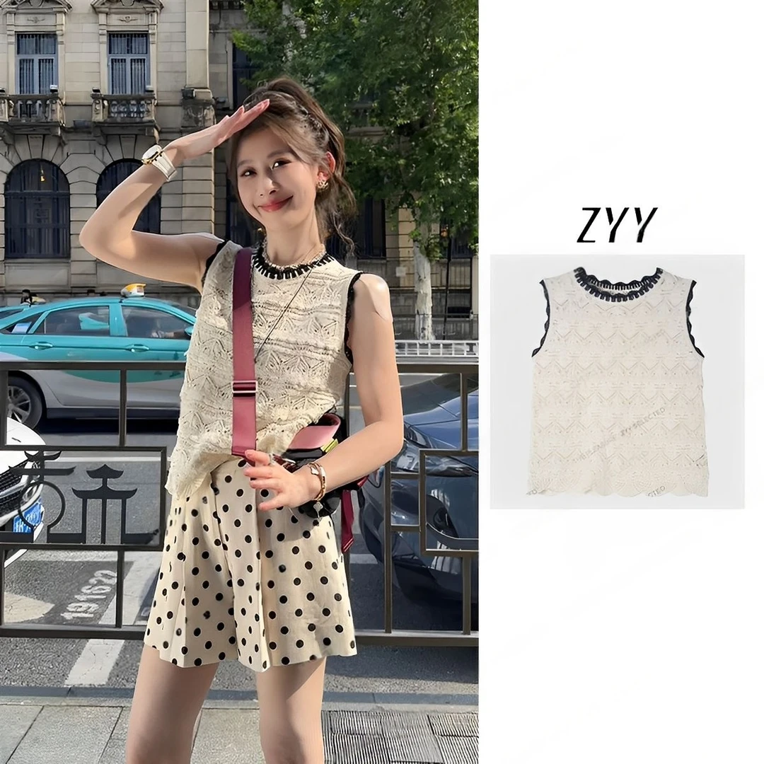 ZYY【柔白絮语】2025S/S新品夏季编织纹理感针织背心女X25XBX0007