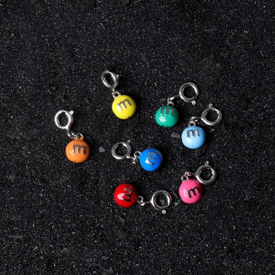 吊坠925银 M8182多巴胺巧克力M豆O形扣小吊坠