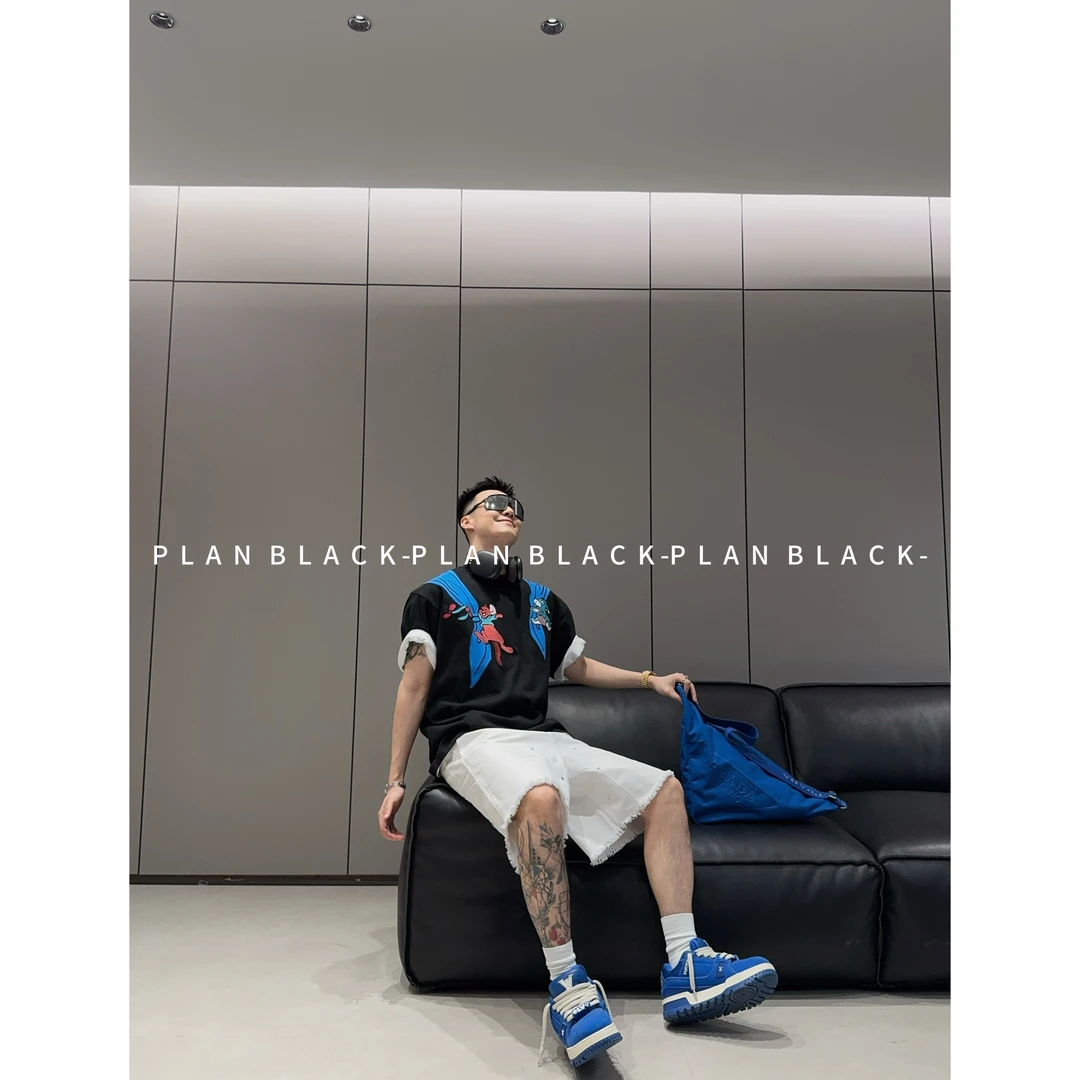 RICH陈发财【维尼噗噗】每天一个新IP！动漫风情侣刺绣T恤6872