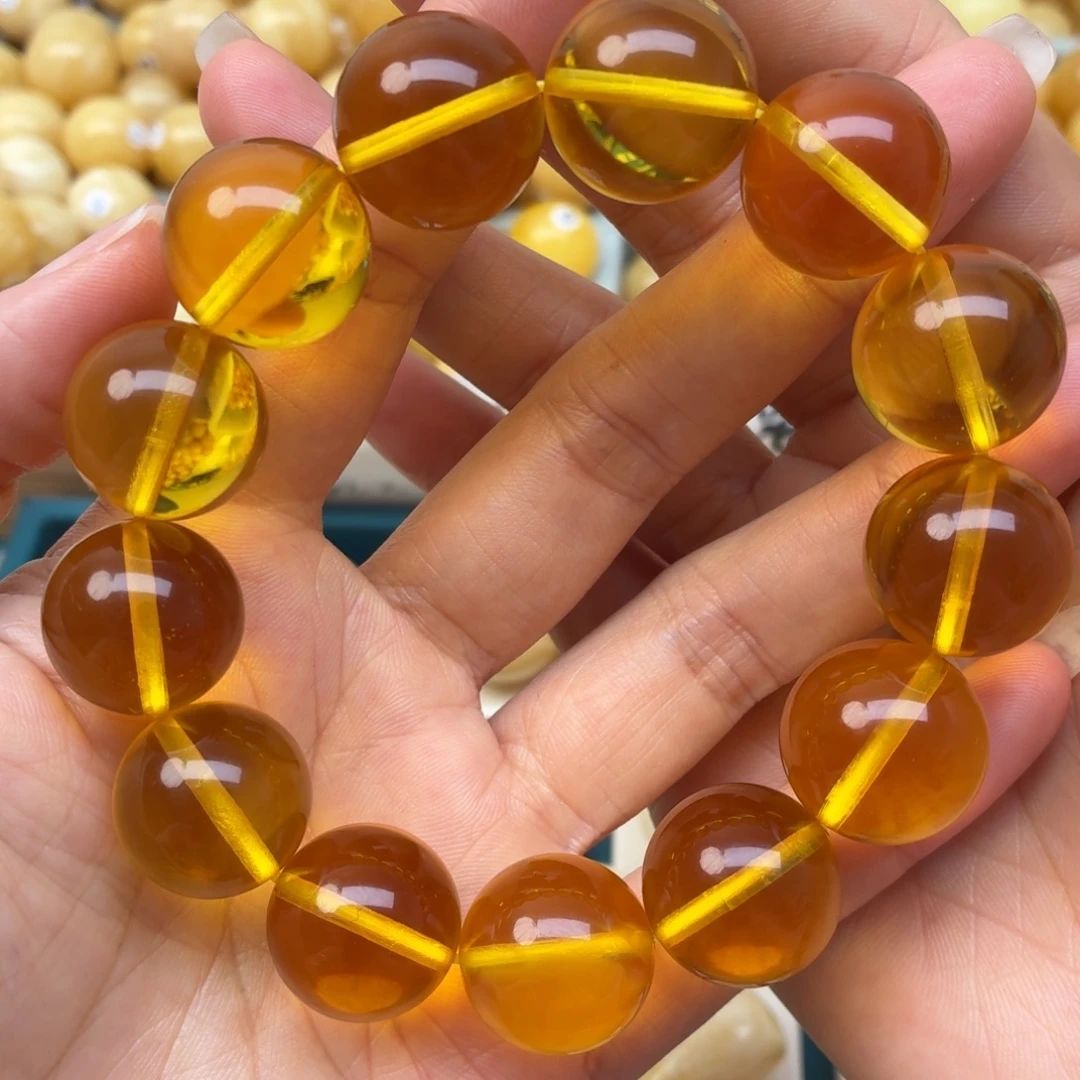 蜜蜡未镶嵌裸石18+金珀手串