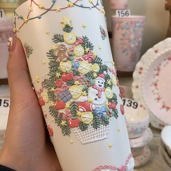 圣诞立体釉可乐杯