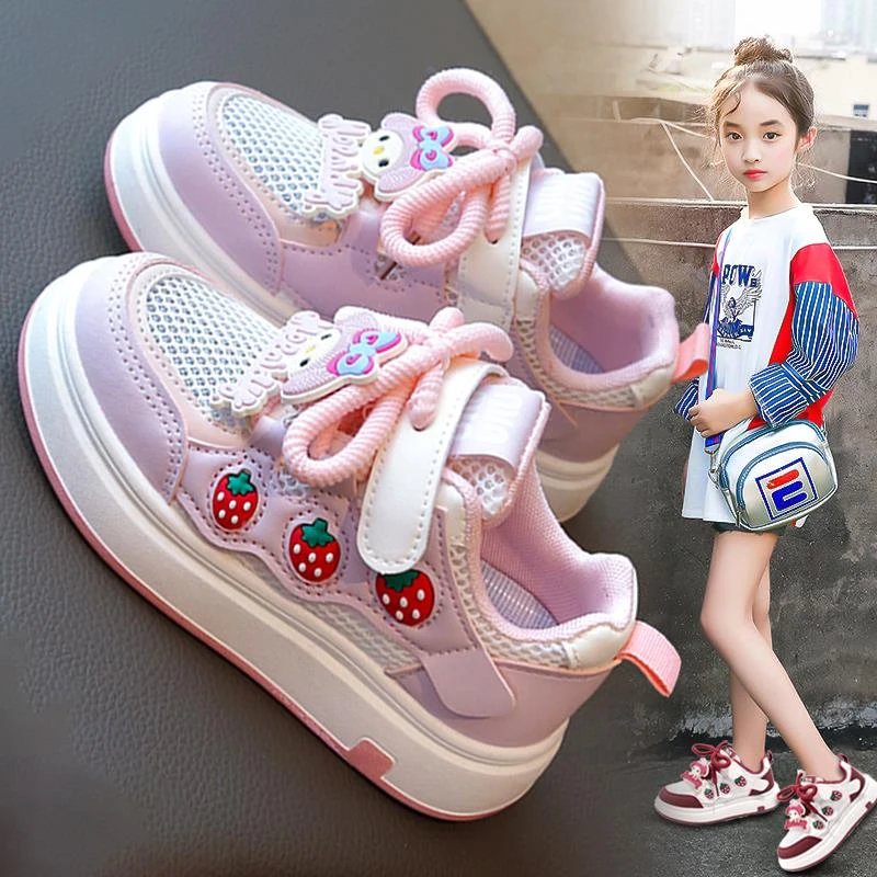 FAVMARTHA女童鞋子2025新款夏季儿童镂空公主板鞋软底透气单网鞋