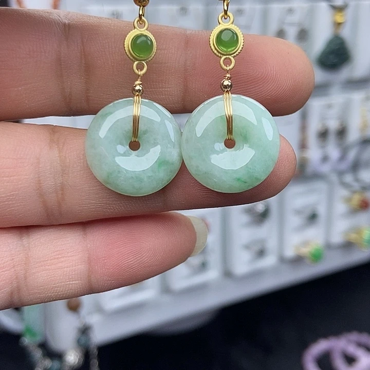 翡翠银S925镶嵌耳饰翡翠耳饰