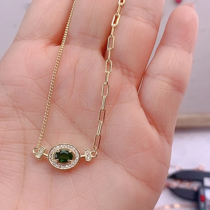 透辉石项链银S925镶嵌