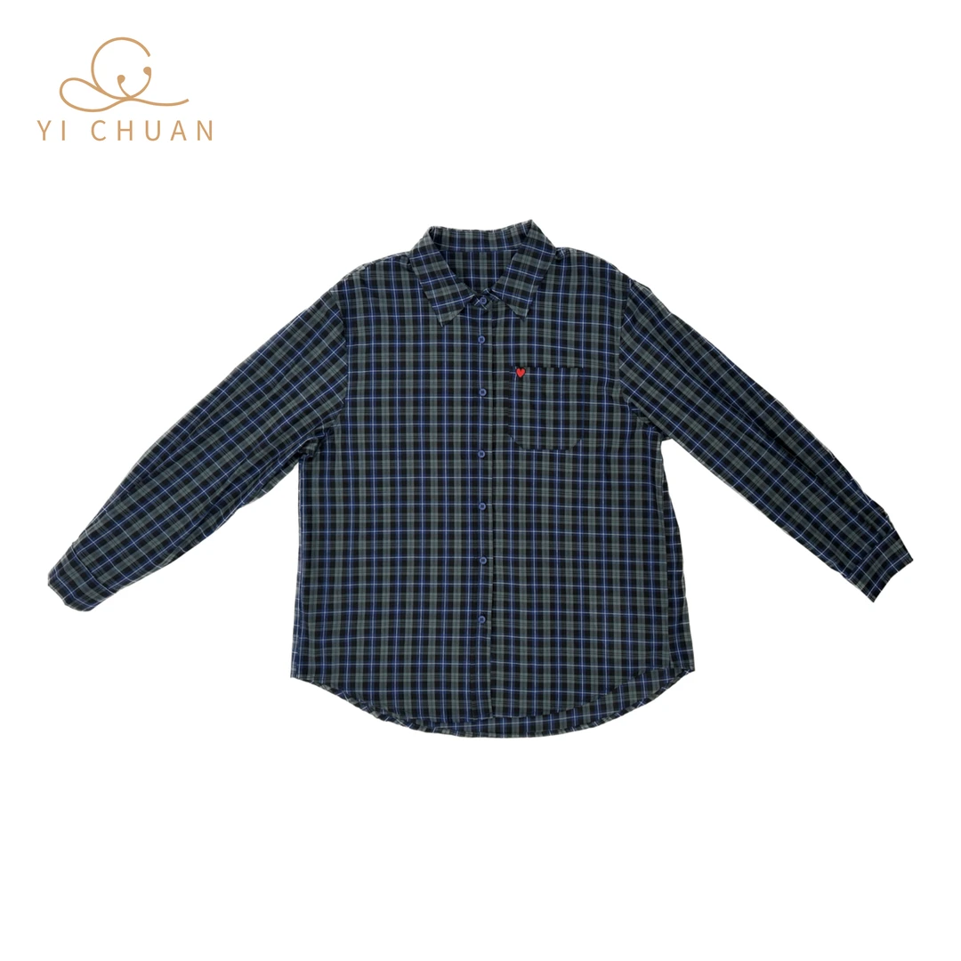 春夏女装格纹衬衫爱心刺绣时尚潮流休闲百搭舒适小众设计感