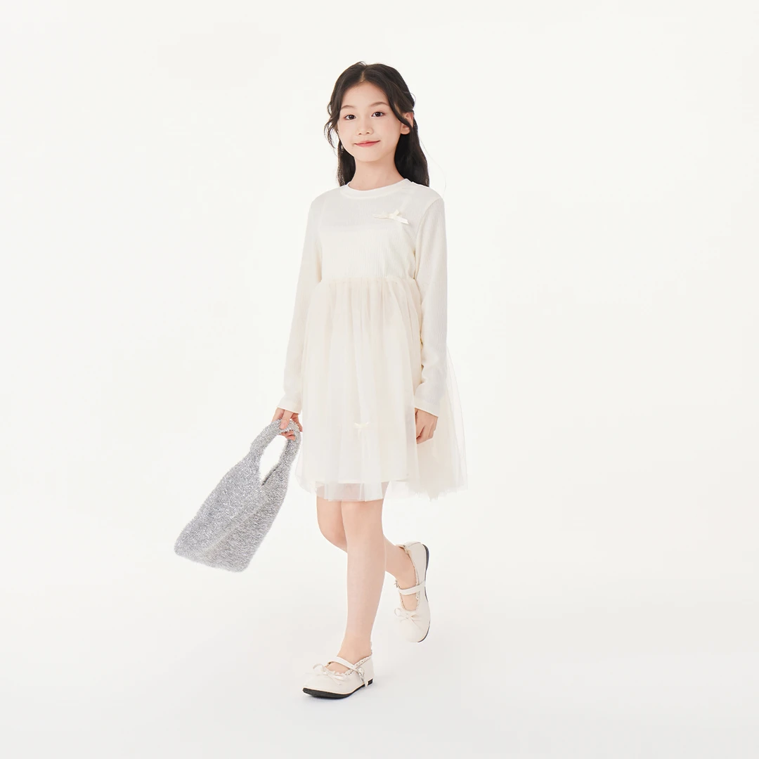 皇室童缘千金风纯色半身洋气大童春秋女童公主连衣裙17730477002