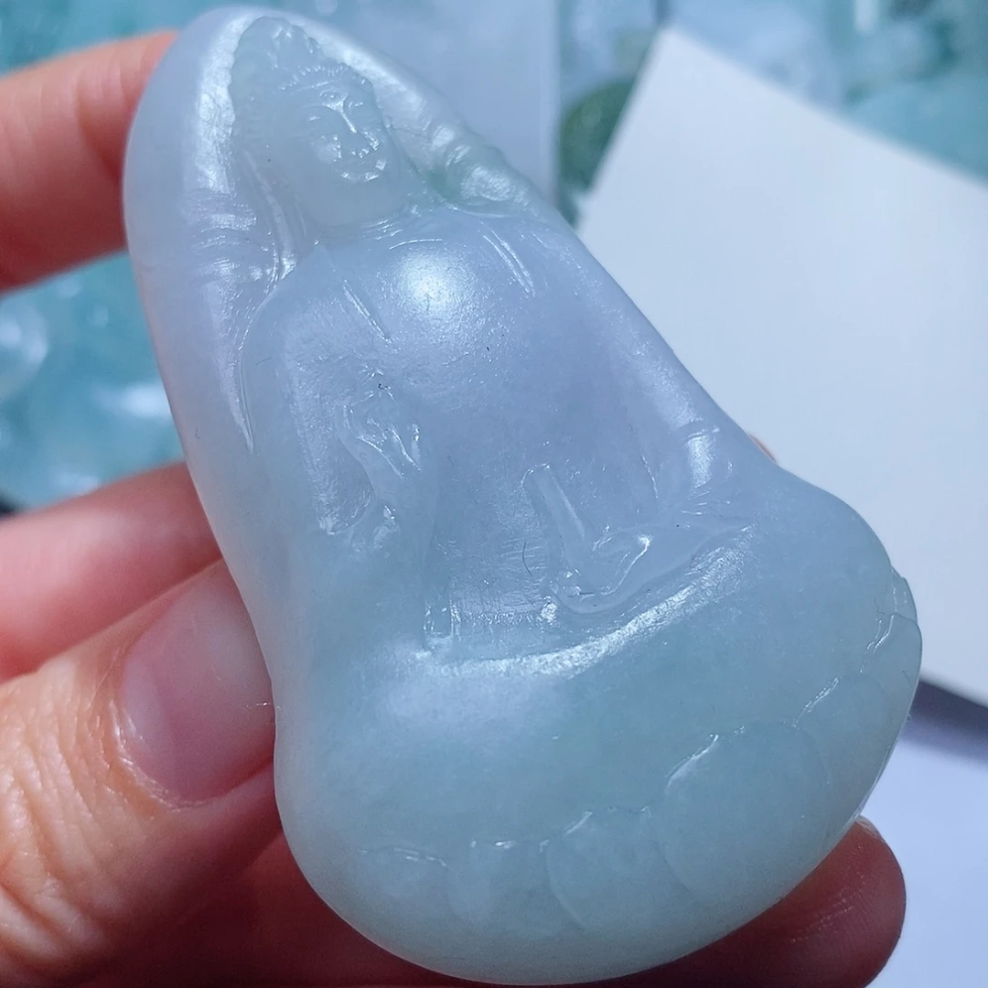 定制翡翠未镶嵌毛货付款后确认抛光