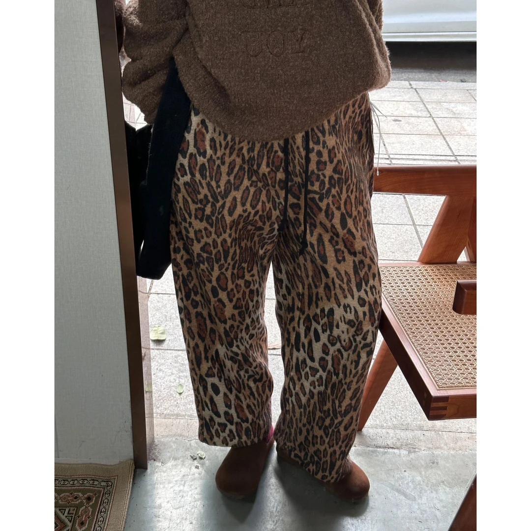 ZR145 秋冬松紧腰毛呢保暖休闲裤