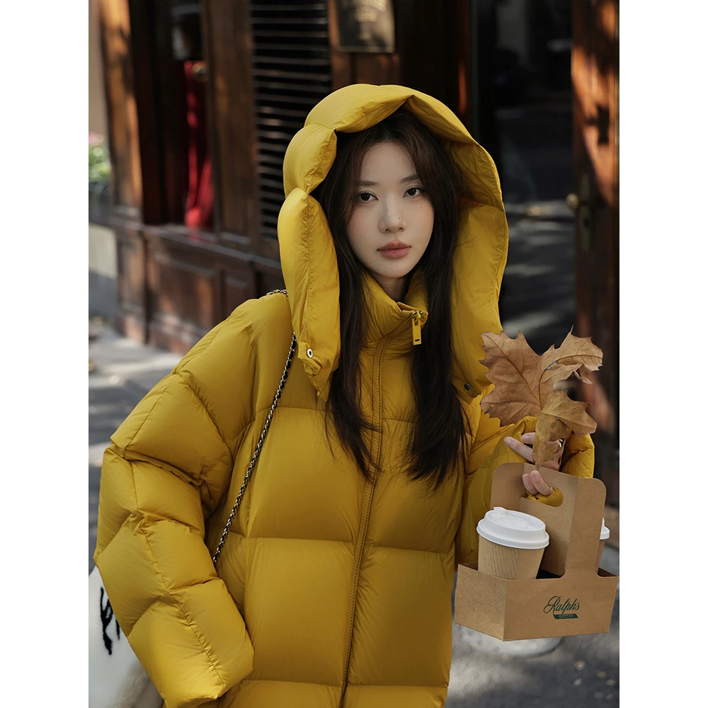 张贝贝 轻暖系列 中长款90白鸭绒蛋壳羽绒