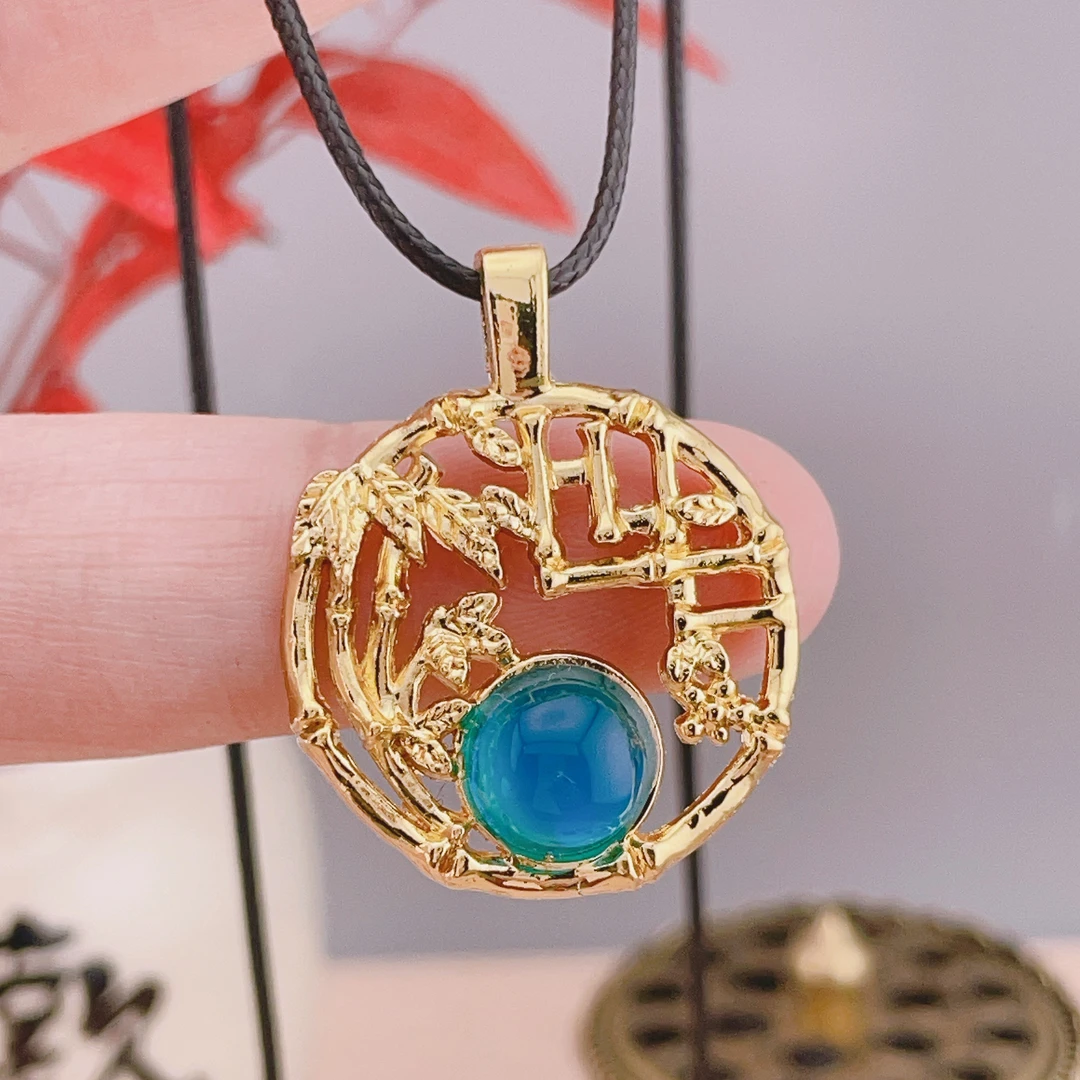 正品玛瑙玉髓吊坠兰玉石锁骨项坠竹节民族国风汉服配饰项链F612