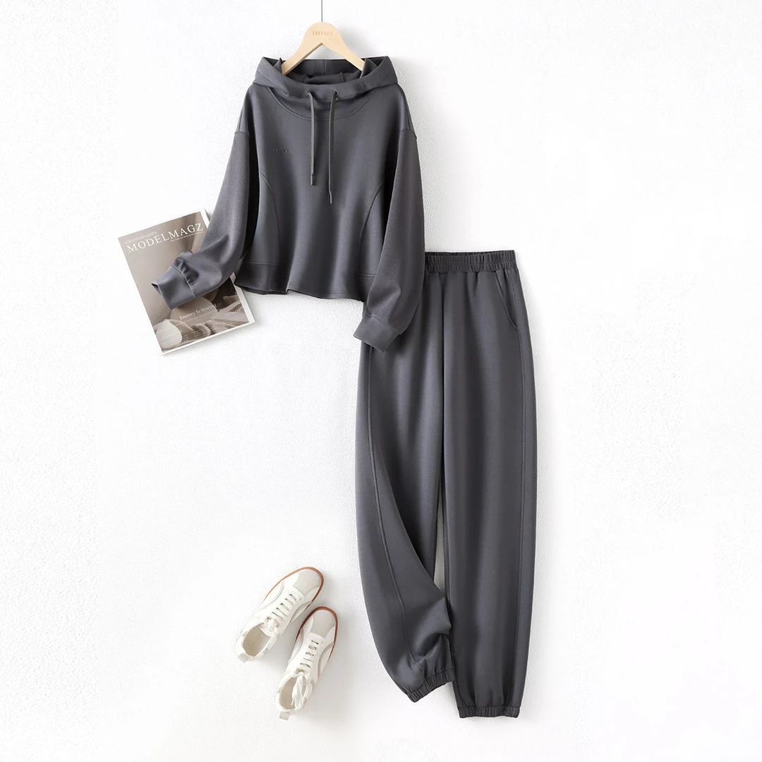 IHIMI/海谧2025春季新款莫代尔空气棉休闲卫衣休闲裤套装B020