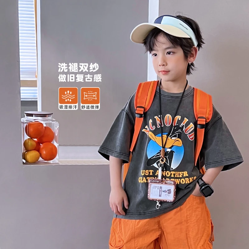 【旧报棉纱】男童洋气T恤潮牌童装短袖夏季百搭韩版印花 5049742O1