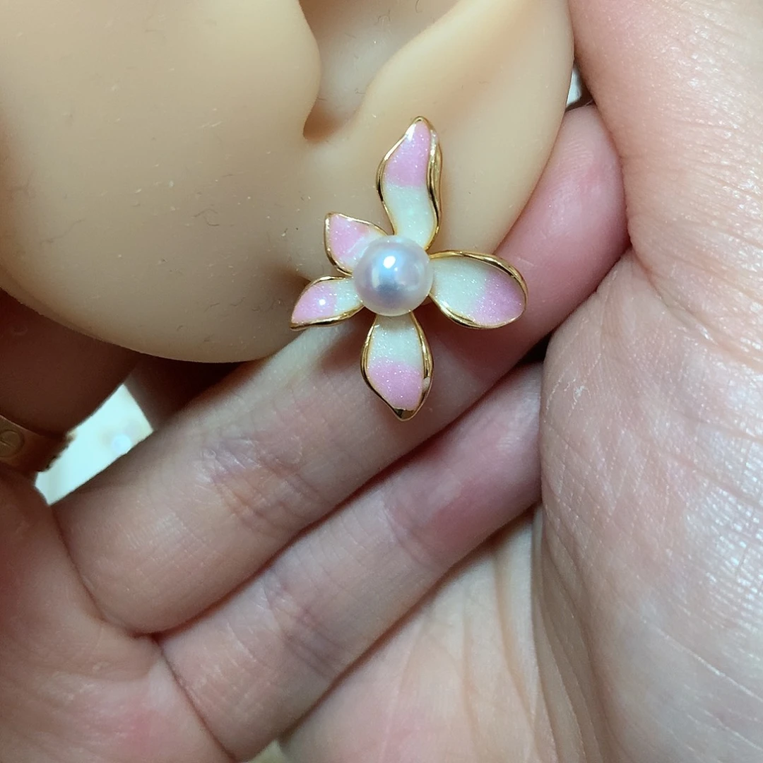 淡水珍珠耳饰合金