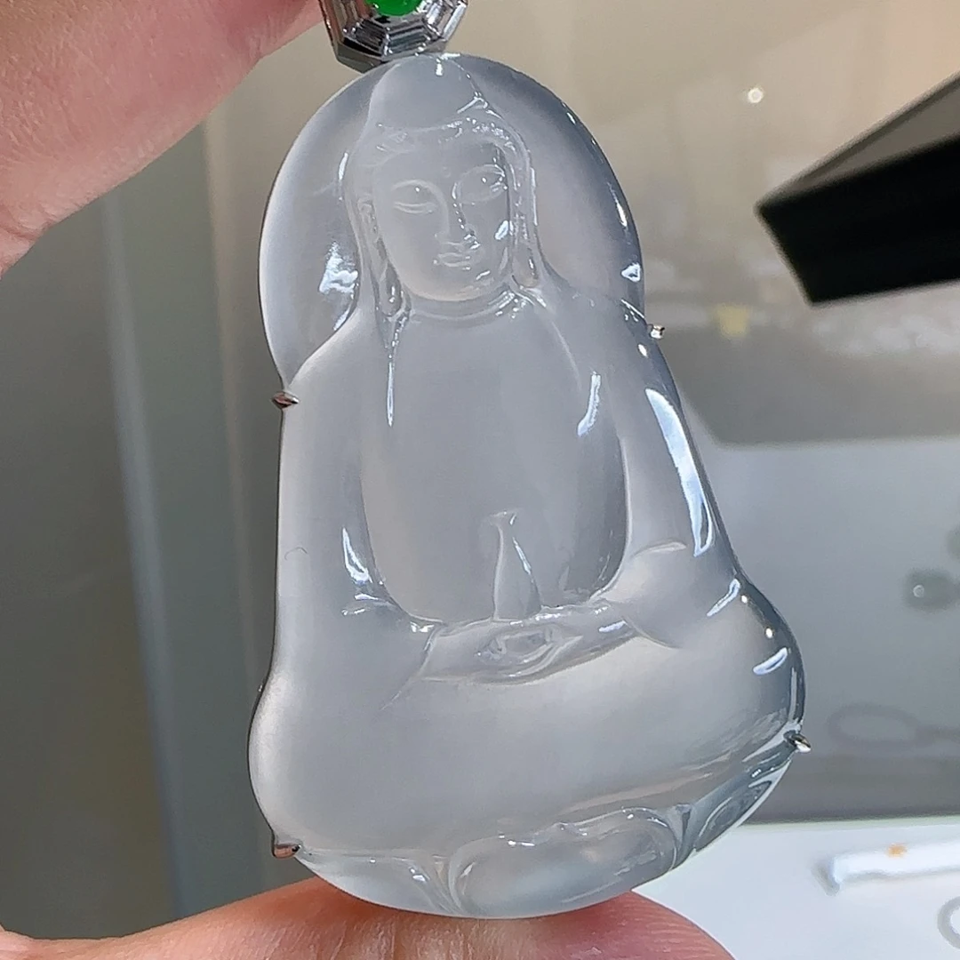 翡翠18K金镶嵌颈饰天然翡翠