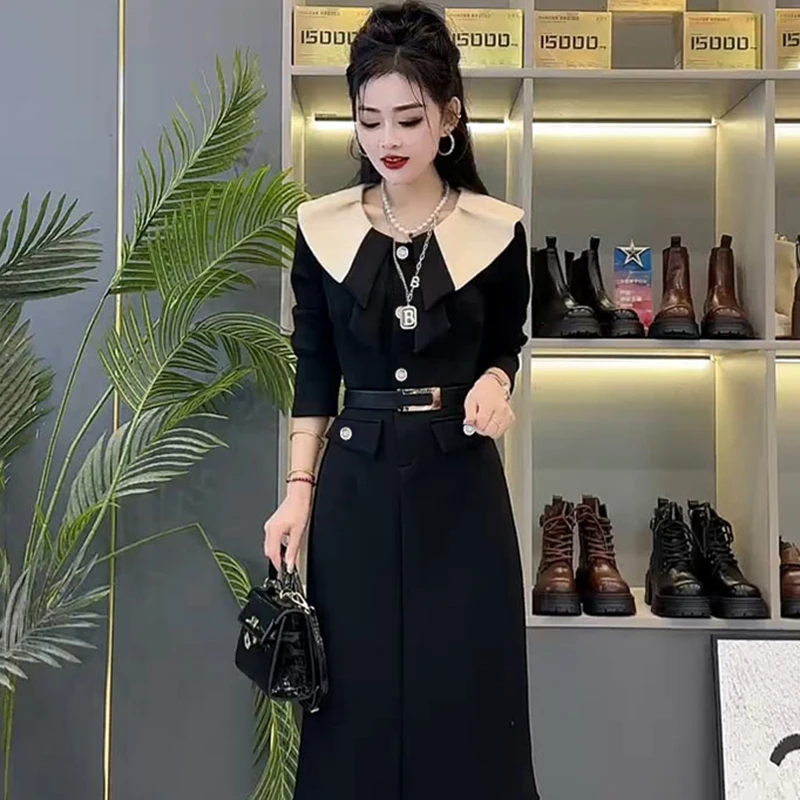 【胜佳】高级感收腰显瘦中长款连衣裙2025新款御姐风情万种裙子2930