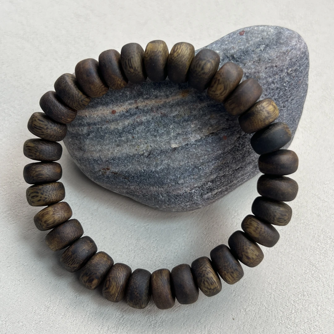 YH-049090沉香精品高货金沙叶满结油算盘珠1.0x0.6单圈约10g