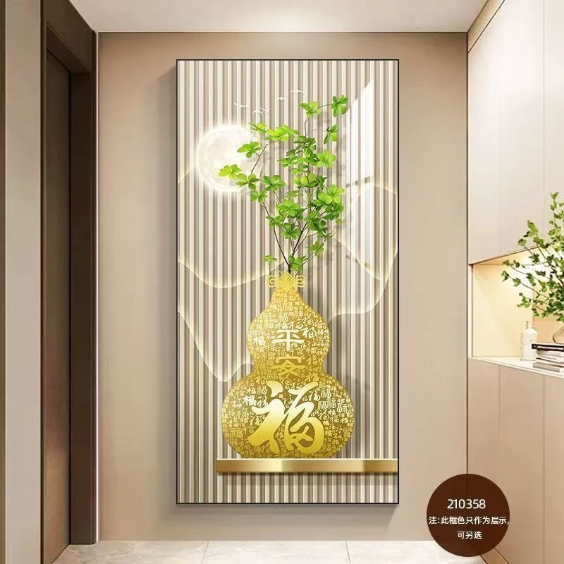 腾景空间【葫芦福】2025新款走廊过道入户玄关画晶瓷画镶钻装饰挂画