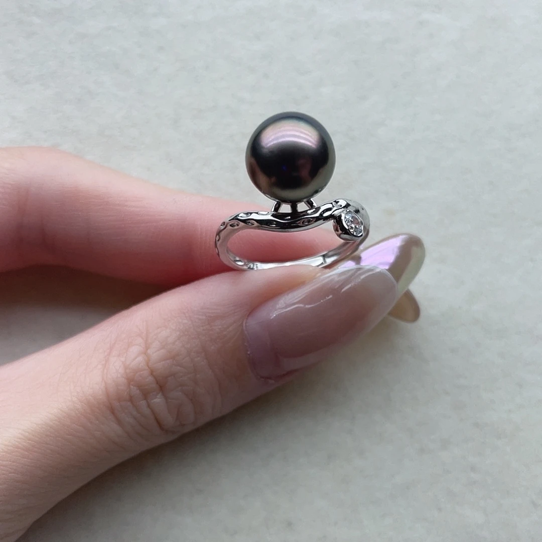 银S925镶嵌戒指24海水珍珠