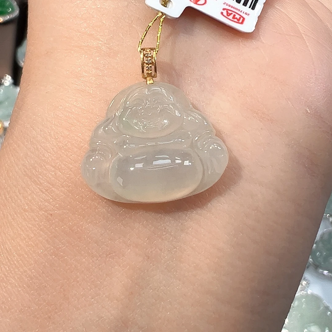 翡翠18K金镶嵌吊坠(不含链)佛公