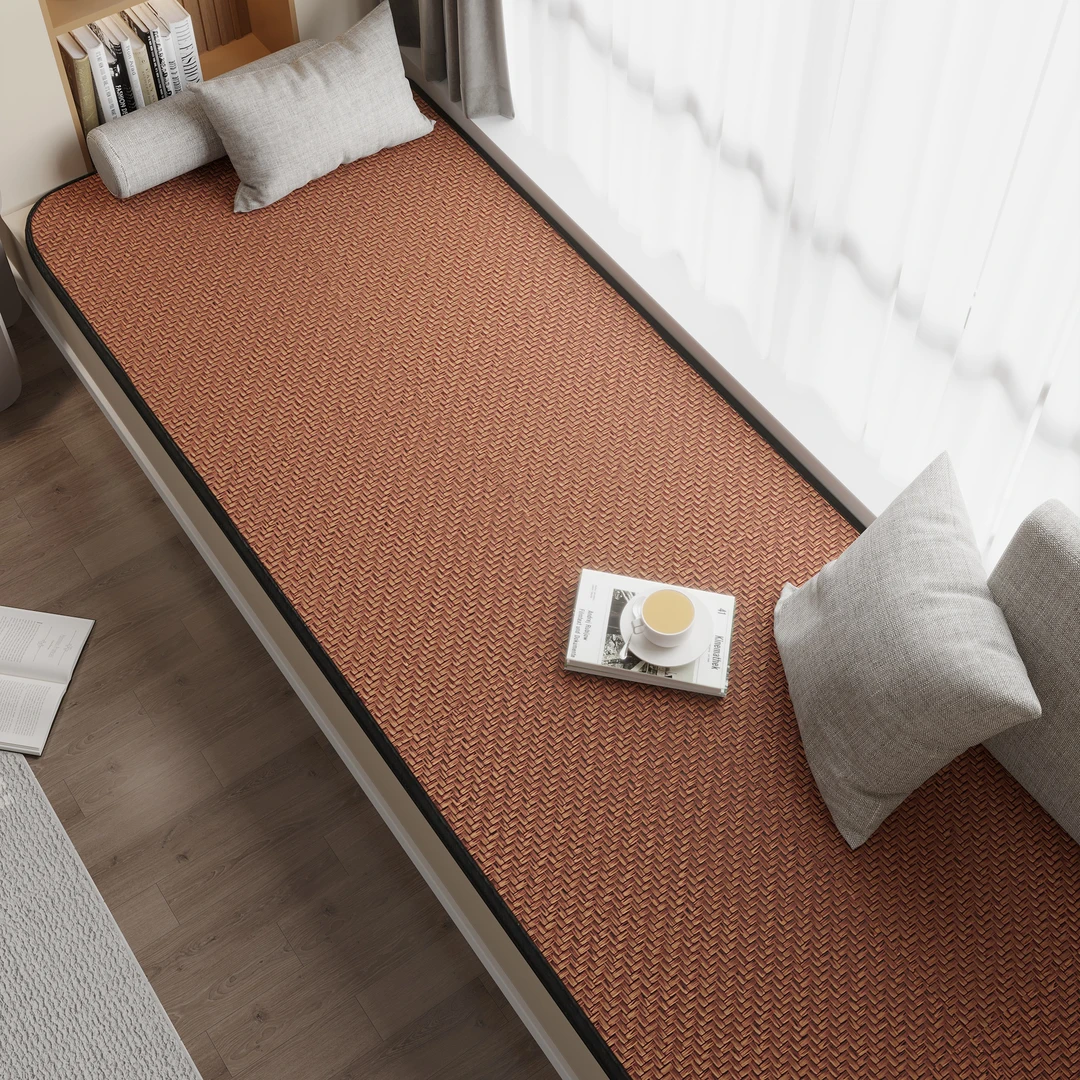 夏季飘窗垫凉席坐垫阳台主卧改造夏天窗台仿藤编定制垫子窗户台面