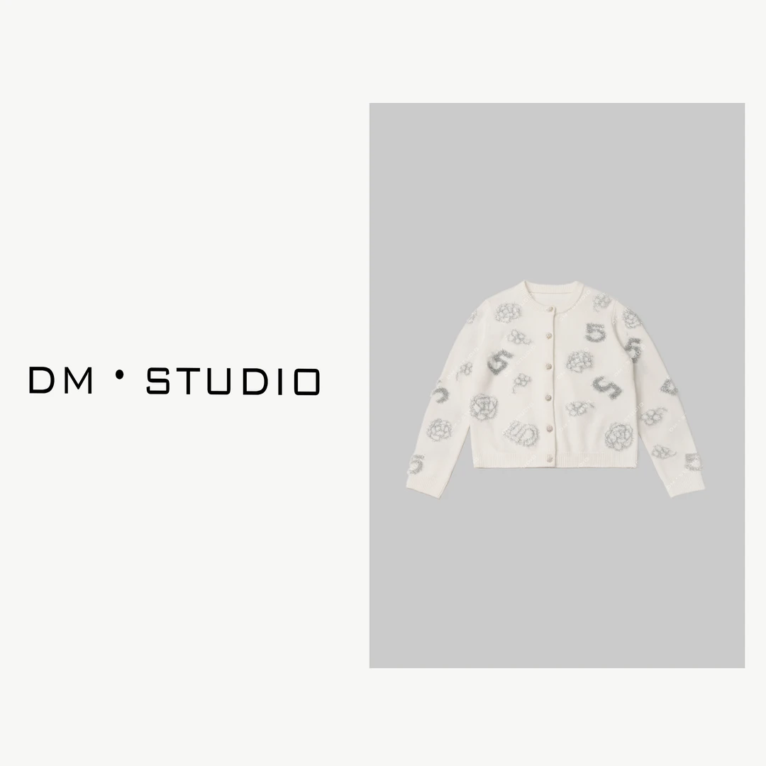 -DM•STUDIO/小众设计100%羊毛亮丝开衫毛衣（24ZH01-11129）