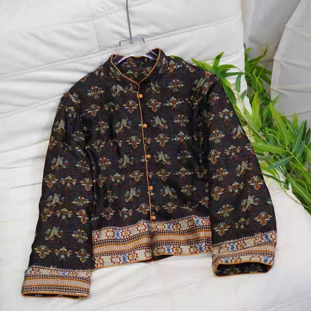 【织梦】新中式常规款民族风厚款短外套宽松中国风碎花长袖