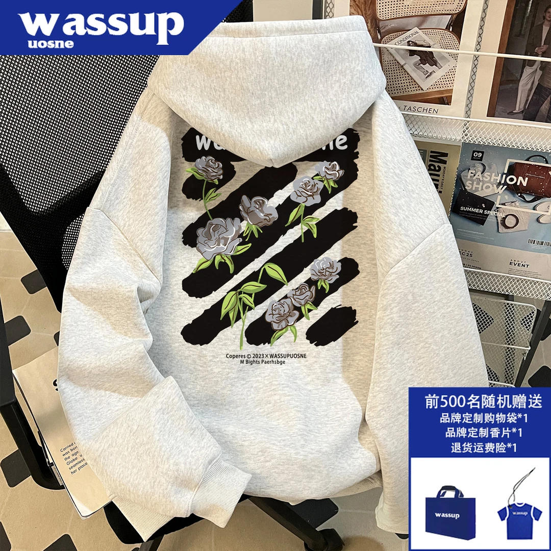 美式潮牌重磅卫衣男款秋季hiphop高街痞帅慵懒风宽松连帽上衣外套