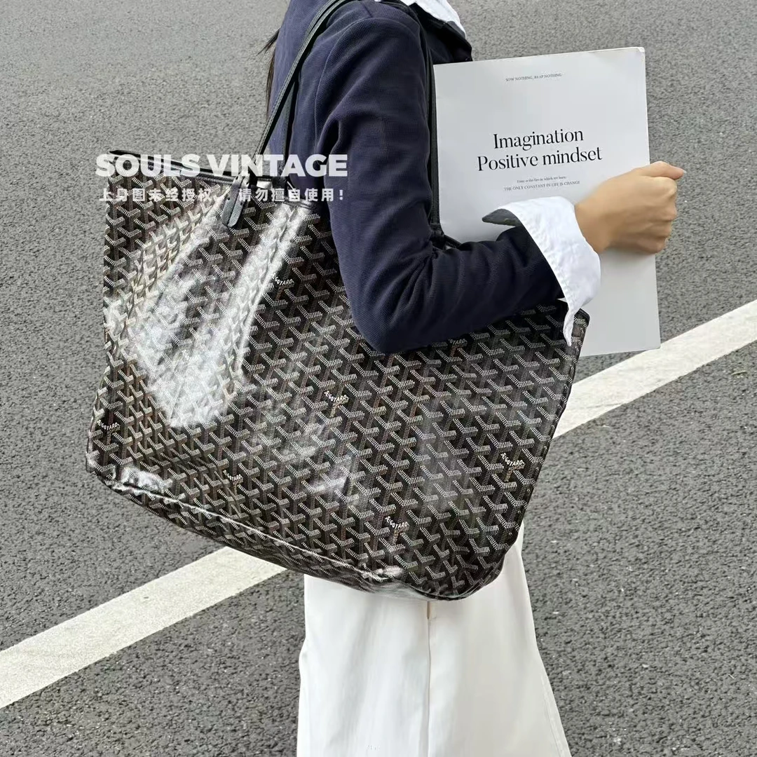 95新 Goyard Goyard 戈雅 黑老花 托特大号/695735066