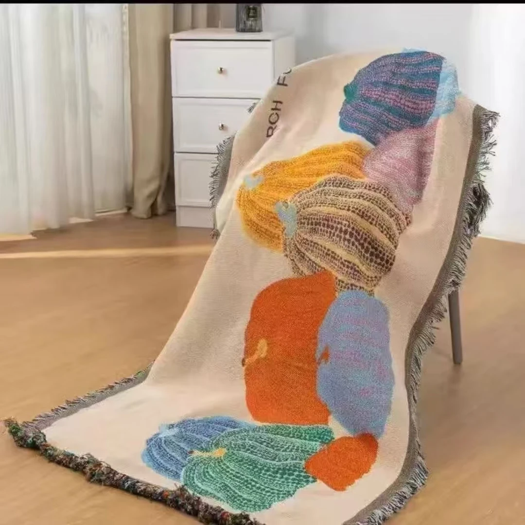 [南瓜]90*90色织提花加密单人位沙发巾（包含流苏）