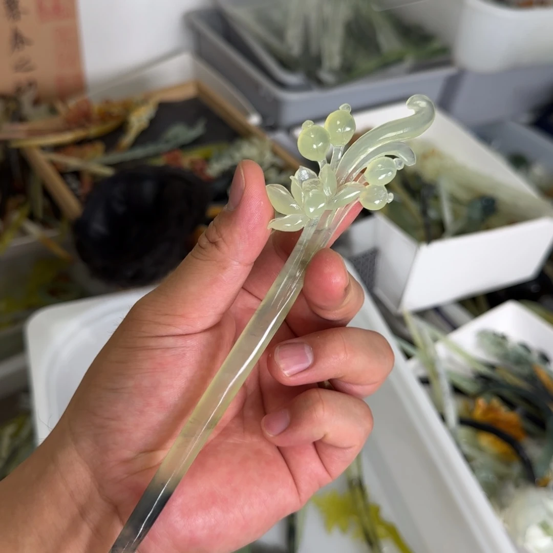 岫玉未镶嵌发饰明君玉簪就是好看