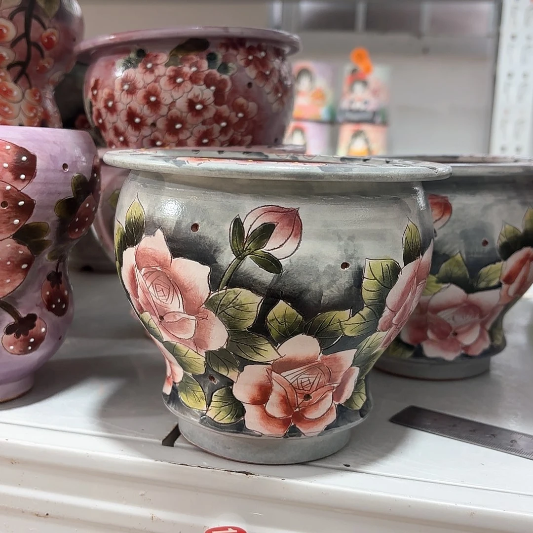 紫砂花盆一**月手工花盆默认微瑕